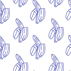 Pattern of hand-drawn bananas on a white background creates a playful and lively design suitable for various uses
