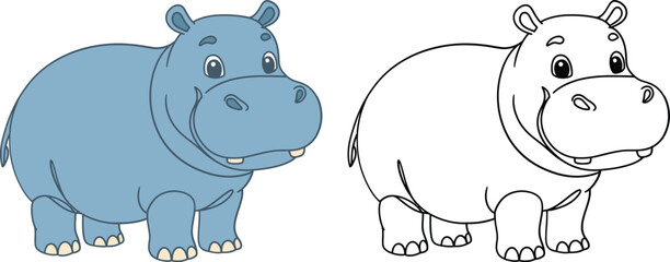 Cute Cartoon Hippo Illustration