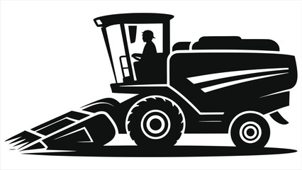 Modern Potato Digger Machine Silhouette Vector Icon - Farm Harvester Equipment Logo for Agriculture, Crop Cultivation, and Efficient Harvest