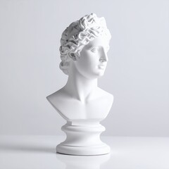 Classical sculpture bust embodying graceful artistry evoking antique times displayed on white background