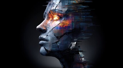Abstract digital portrait profile art