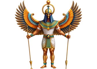 Horus isolated on a white or transparent background. Egyptian Mythology.