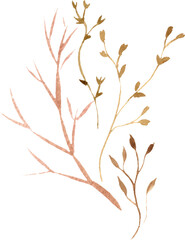 Minimal Autumn Branch Watercolor Illustration