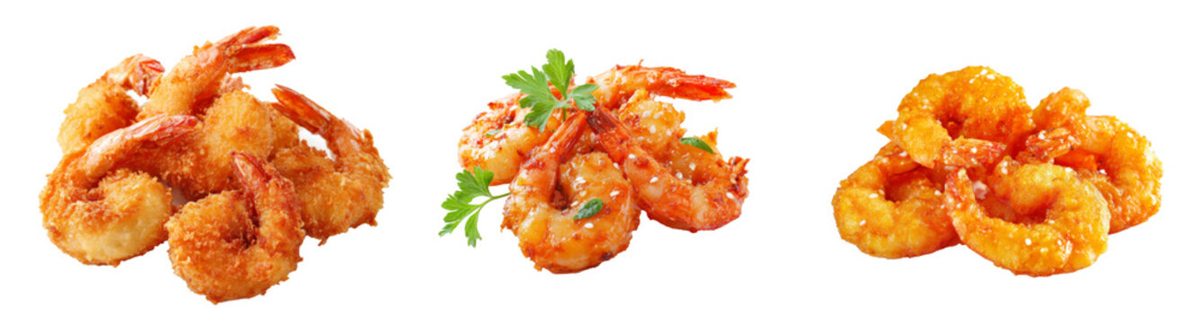 Tasty prawn dish isolated. sets of shrimp seafood.