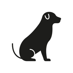 Dog Silhouette Side View Solid Icon. Pet Companion And Loyalty Silhouette Symbol. Canine Animal Profile In Sitting Position. Isolated Vector Illustration
