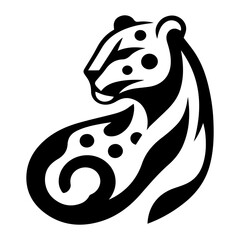Stylized black and white leopard logo on a white isolated background. Vector graphics. EPS.