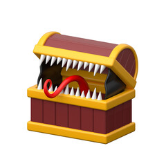 Treasure chest with monster mouth and sharp Halloween teeth. © CreativeStudio