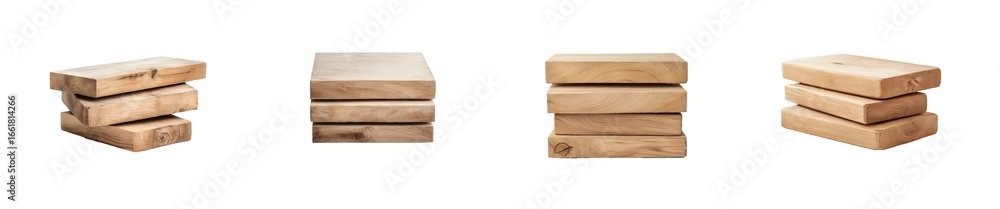 Aufkleber stack of wooden blocks in various arrangements displaying natural patterns and textures