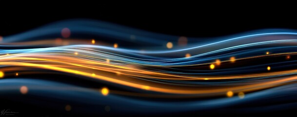 Abstract Glowing Lines Pattern With Blue And Orange Colors