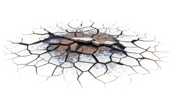 Dramatic rupture of fractured metallic polygons reveals a raw, textural underbelly