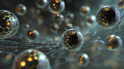 glowing spheres abstract network art