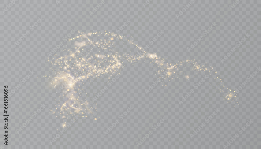Canvas Prints golden glitter dust trail with glowing particles and shimmer swirl on transparent background. magic 