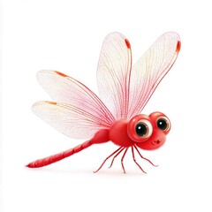 Whimsical Dragonfly: A delightful, vibrant illustration of a cartoon-style dragonfly with large, expressive eyes, showcasing its delicate wings and a charming, inviting presence.