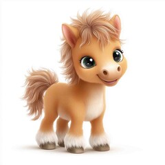 Adorable Animated Horse: A charming and endearing cartoon horse with big, expressive eyes and a playful expression. Capturing the innocence and wonder of childhood.