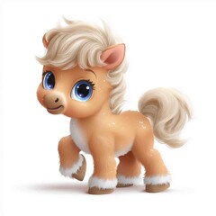 Cuddly Pony Illustration: A captivating illustration of a cute pony with a fluffy mane and tail. It's friendly expression, paired with vibrant eyes and playful pose.