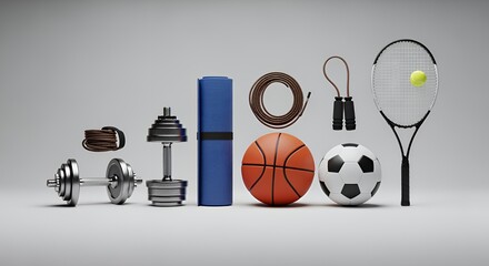 Fitness and Sports Equipment Still Life