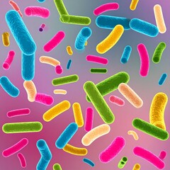 Colorful microscopic bacteria