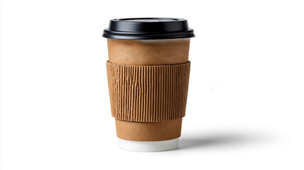 Disposible coffee cup in white background. Craft coffee cup,