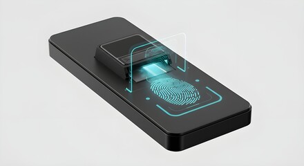 Fingerprint scanner authentication process on white background