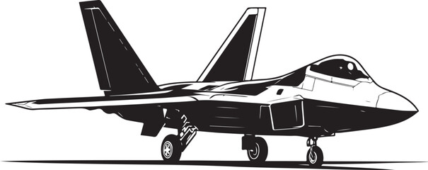 F-22 Raptor Jet Fighter Silhouette on White Background