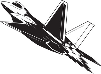 F-22 Raptor Jet Fighter Silhouette on White Background