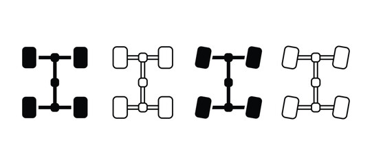 Car axle icon set, car axle icon filled or outline flat sign. 4x4 wheel drive power train shaft. all wheel drive car axle axis vector set, concept for web design. © Charles stockio