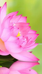 Obraz premium Blooming Pink Lotus Flower in Tranquil Nature Setting