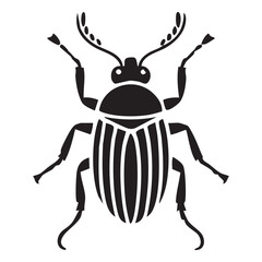 Detailed outline drawing of a beetle with six legs and antennae