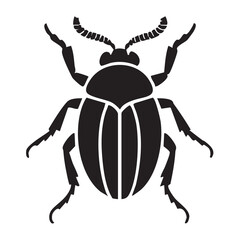 Detailed outline drawing of a beetle with six legs and antennae