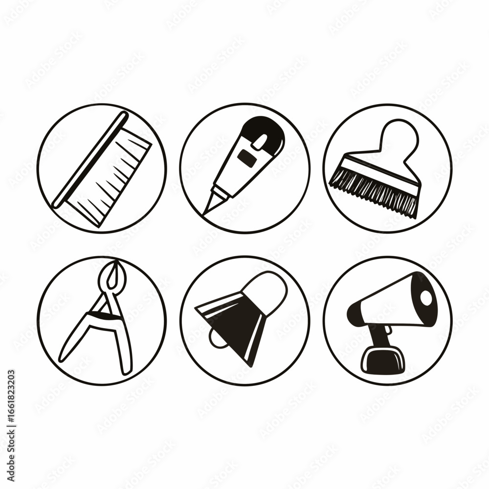 Poster collection of hand drawn icons of various tools in vector format