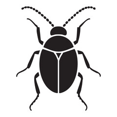 Detailed outline drawing of a beetle with six legs and antennae