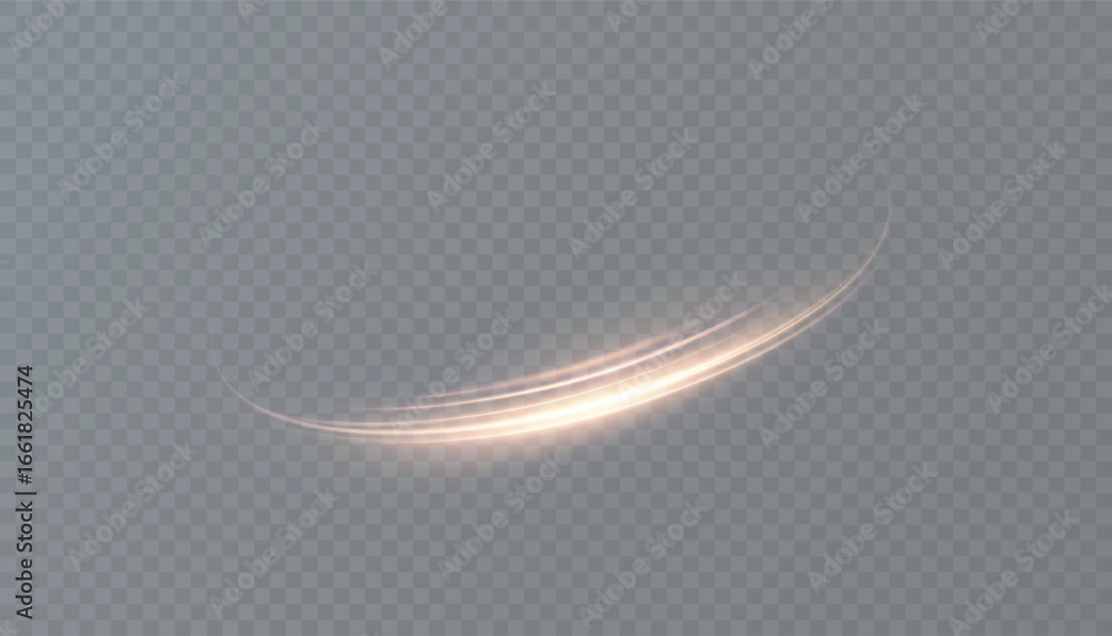 Poster golden light trail with glowing curved stream and sparkling light flare isolated vector light effect