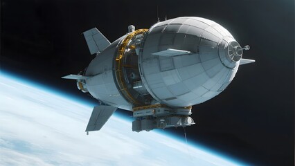 Spacecraft Orbiting Earth with Detailed Module Design