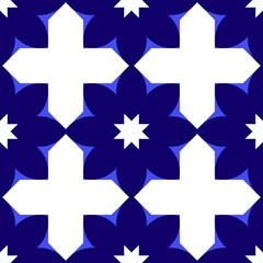 Obraz premium Cobalt Kaleidoscope geometric seamless pattern