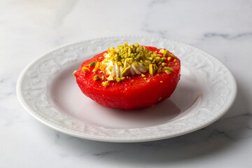 Traditional Turkish style quince dessert. Turkish name; Ayva tatlisi