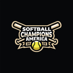 Softball champions america 2025 emblem logo vector isolated