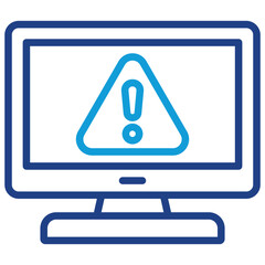 Alert Monitor Line Dual Tone Icon Design Vector - Warning symbol on a computer screen, indicating system alert notification