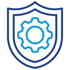 Secure System Line Dual Tone Icon Design Vector - Shield with embedded gear, symbolizing a safe and secure system infrastructure
