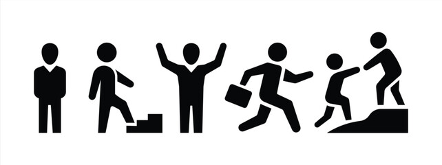 Man, icon set. Man, Basic Posture People. Male icon vector collection. Sign Symbol Pictogram. Vector illustration