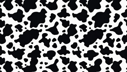 Classic black and white cow print seamless pattern, repeating texture ideal for textile and design,  repeating pattern,  repeat