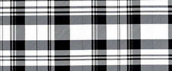 Classic black and white lumberjack plaid, seamless tartan texture, background, fabric
