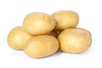 Many fresh ripe potatoes isolated on white