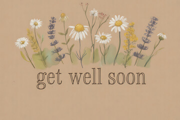 Show someone you care with this floral get well soon design, perfect for greeting cards, thoughtful notes, and sending healing vibes with elegant flowers
