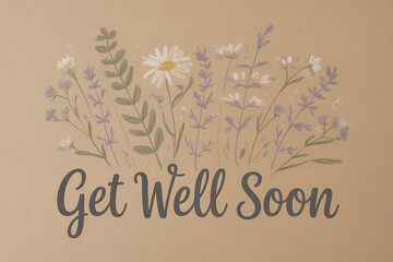 Send heartfelt wishes for healing and recovery with this gentle floral 'Get Well Soon' message, conveying care and thoughtfulness during times of illness