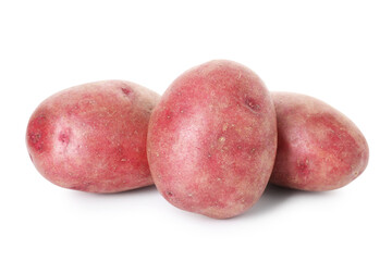 Fresh ripe red potatoes isolated on white