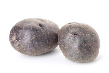 Fresh ripe purple potatoes isolated on white