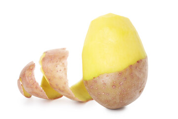 Raw potato with peel isolated on white