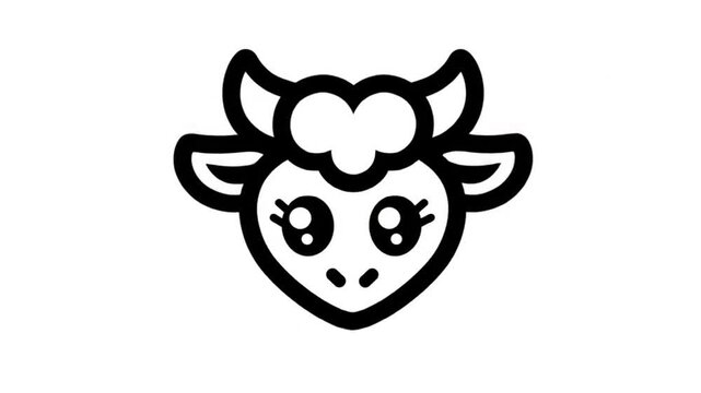 Cute black outline sheep head