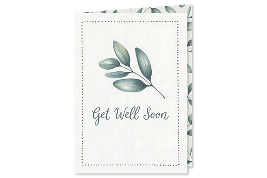 Send heartfelt wishes with this elegant 'Get Well Soon' card, featuring soothing botanical art, perfect for expressing care and support to loved ones during recovery