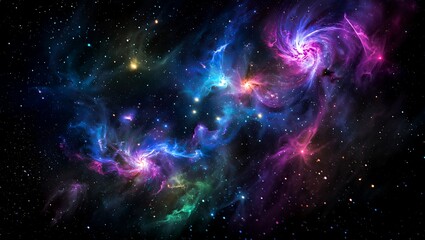 Vibrant Cosmic Nebula With Swirling Galaxies And Distant Stars In Deep Space galaxy cosmos